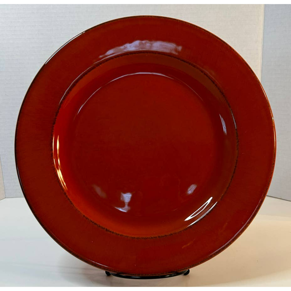 Pier 1 Imports Burgundy Italian Toscana Terracotta 11" Earthenware Dinner Plate